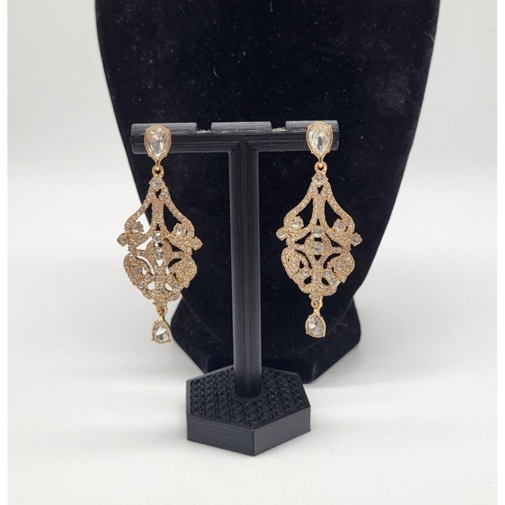 Gemma Layne Openwork Statement Drop Dangle Chandelier Earrings Gold Tone